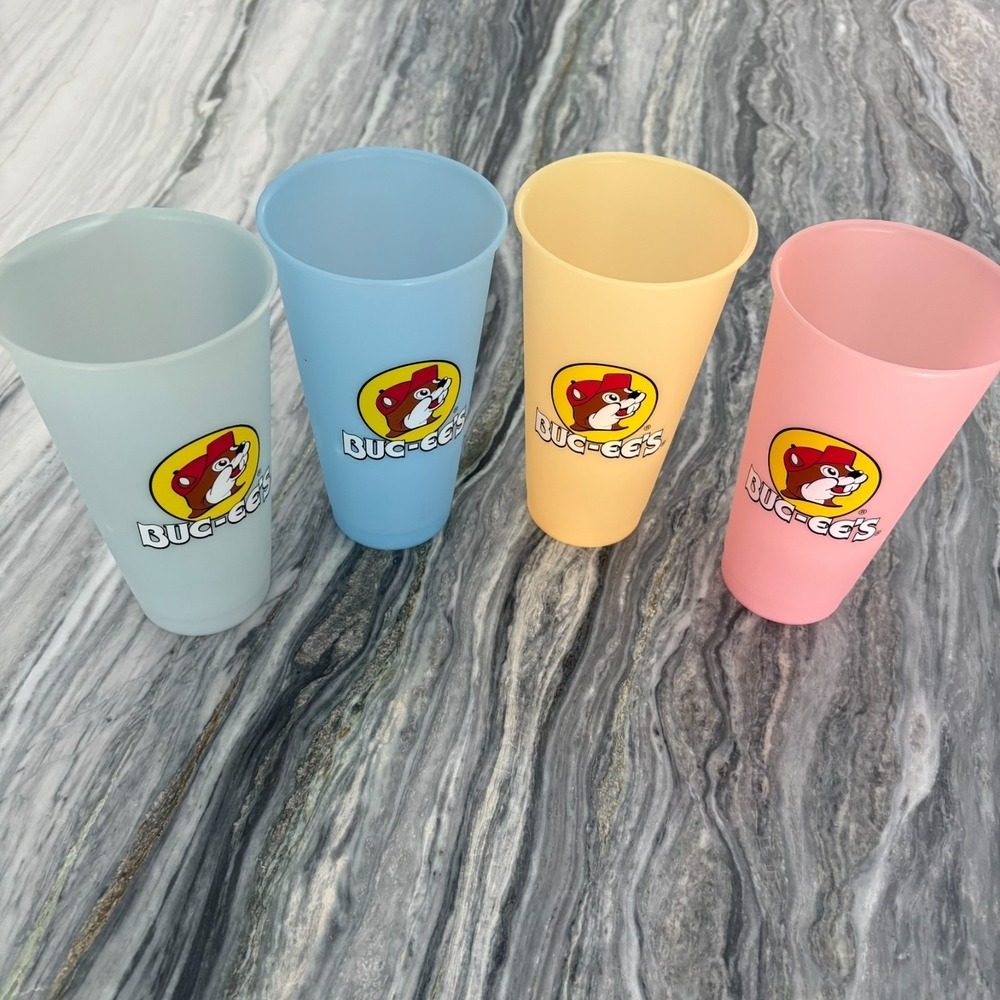 Buc-ee's Color changing Tumbler Set Limited Edition 4‎ Plastic Cups 7" Height